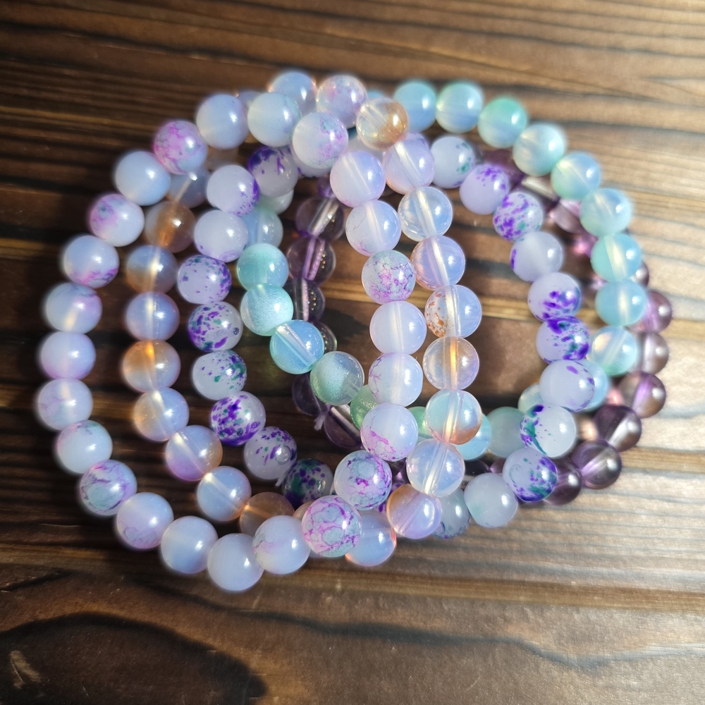 Bohemian Style Handmade Stretch Bead Bracelets Colorful Burst Pattern set of 5!